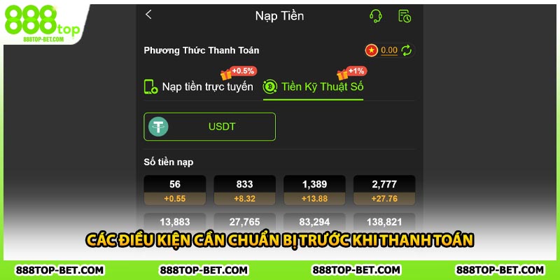 Các điều kiện cần chuẩn bị trước khi thanh toán
